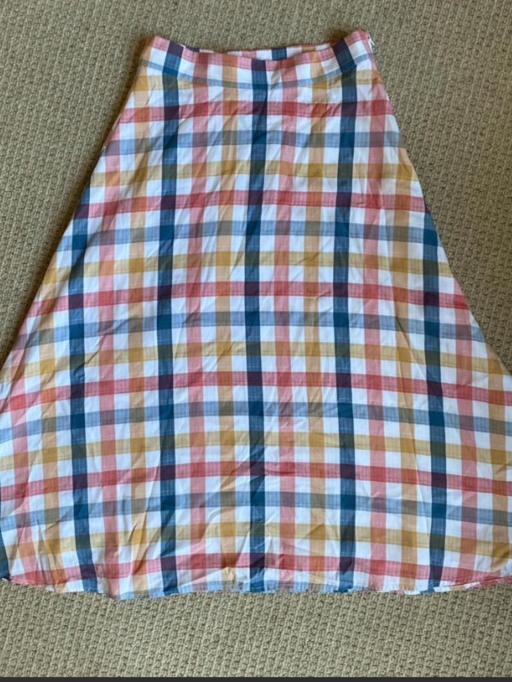 LOFT A-Line Plaid Skirt in Blue, Pink, Yellow, white